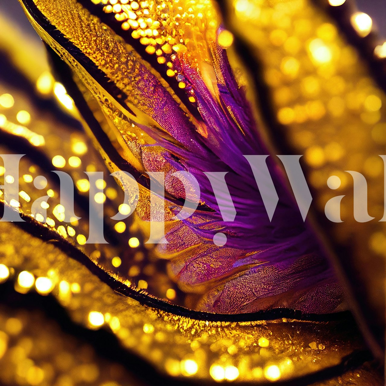 Tapeta Golden Bloom Close-Up v místnosti