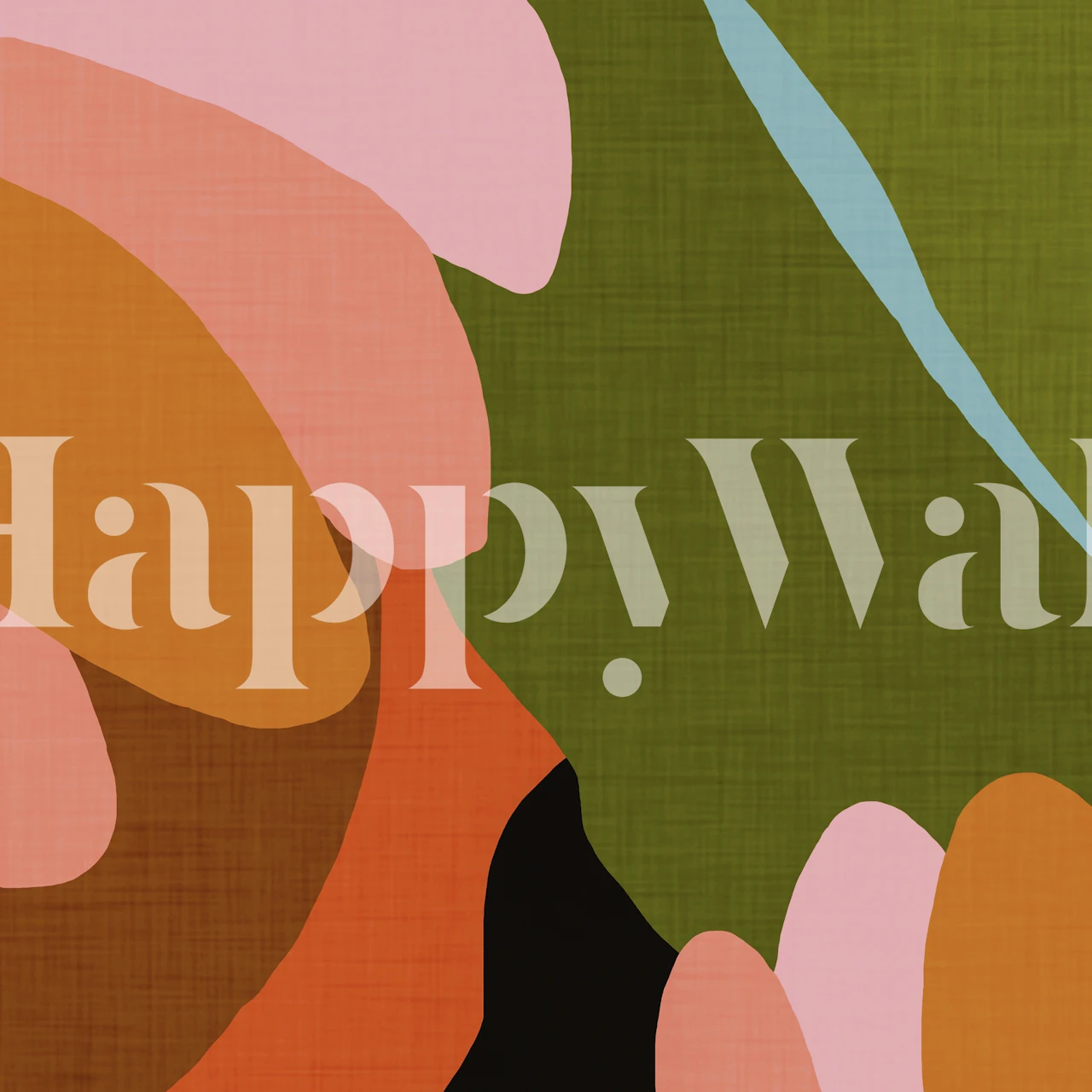 Colorful abstract floral pattern with pink and green shapes wallpaper