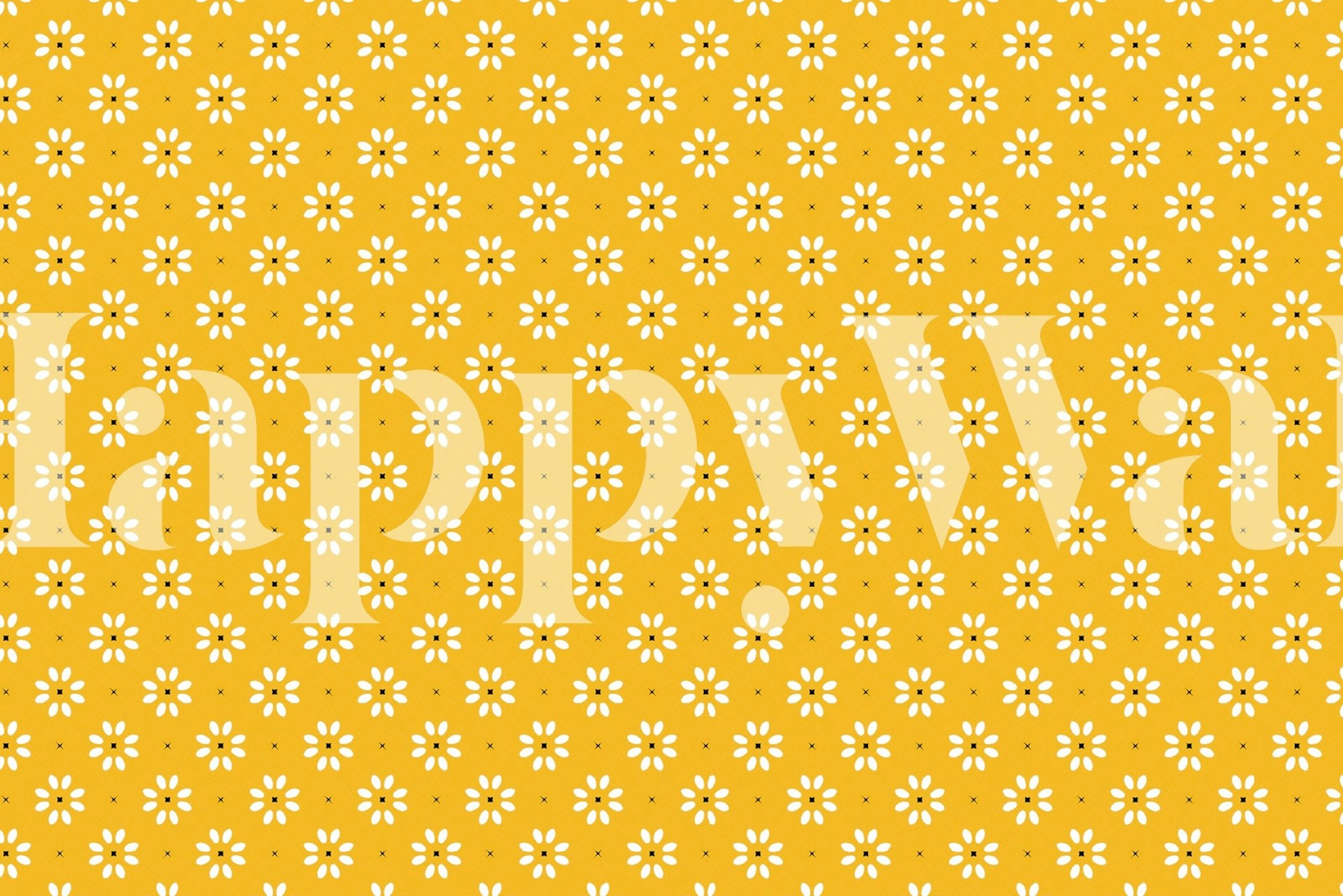 Papel de parede amarelo daisy stitch em um quarto