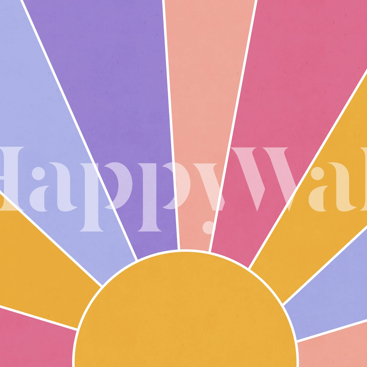Pastel sunburst design with pink, yellow, and purple colors wallpaper