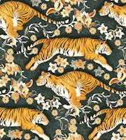 Animalier's Tiger Chintz - charcoal tapete