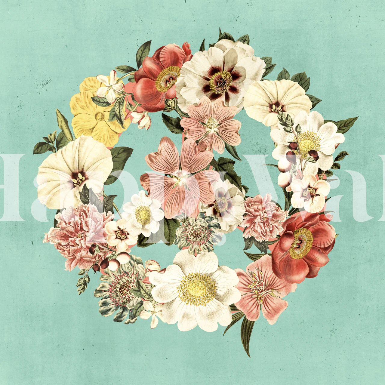 Botanica peace sign wallpaper in a room