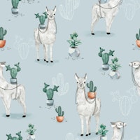 Cactus Llama - blue papel pintado