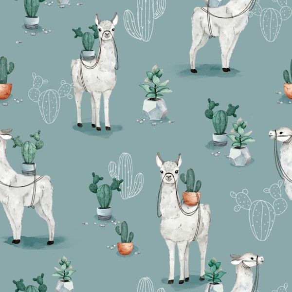 Cactus Llama - Sage green