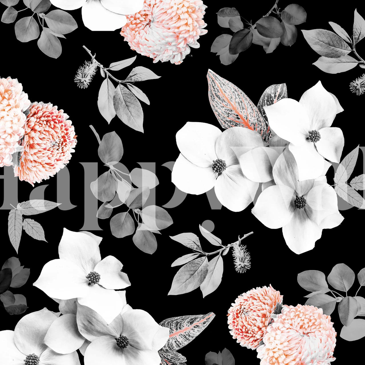 Bloemenbehangen ontwerp in een kamer