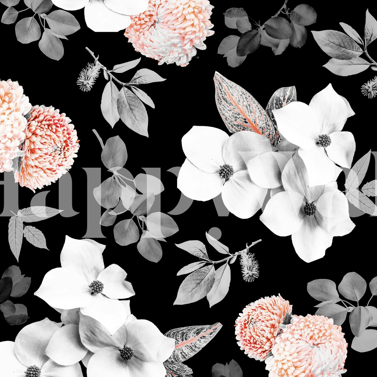 Φλοράλ σχέδιο ταπετσαρίας σε ένα δωμάτιο