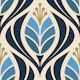 Bold Retro Tulip Blossoms in Blue - S