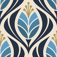 Bold Retro Tulip Blossoms in Blue - L behang