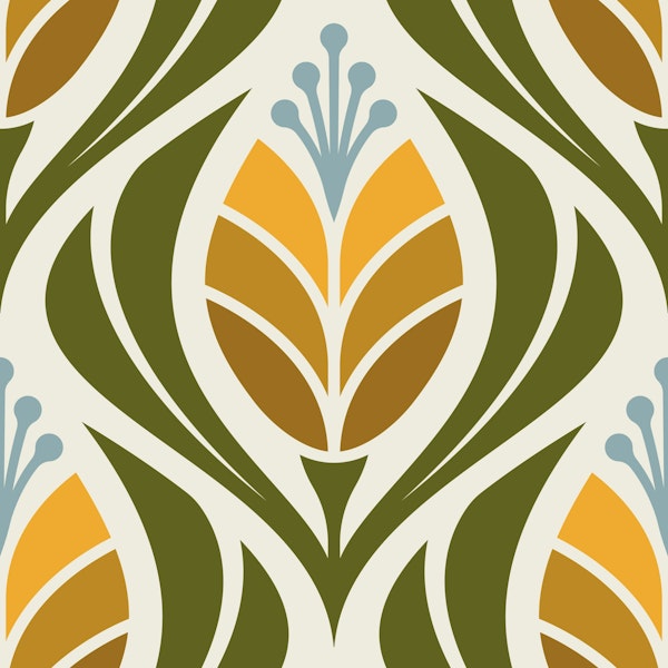 Bold Retro Tulip Blossoms in Yellow - L
