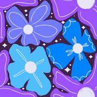 Groovy Petal Retro Garden Floral Blue wallpaper