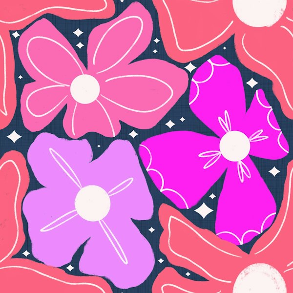 Pink Floral Retro Wallpaper for Home Decor
