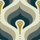 Retro Flowing Motif in Gray Beige - S