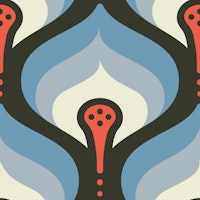 Retro Flowing Motif in Blue Red - L wallpaper
