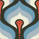 Retro Flowing Motif in Blue Red - L