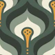 Retro Flowing Motif in Green Yellow - S