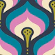 Retro Flowing Motif in Blue Pink - S
