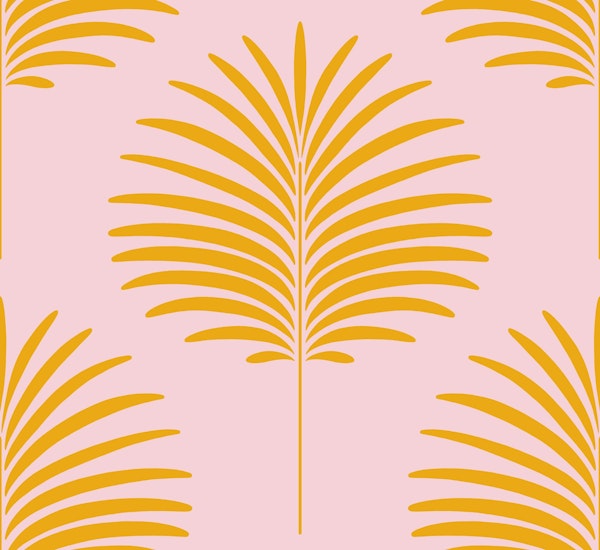 Palm Leaves - Pink and Yellow - Large