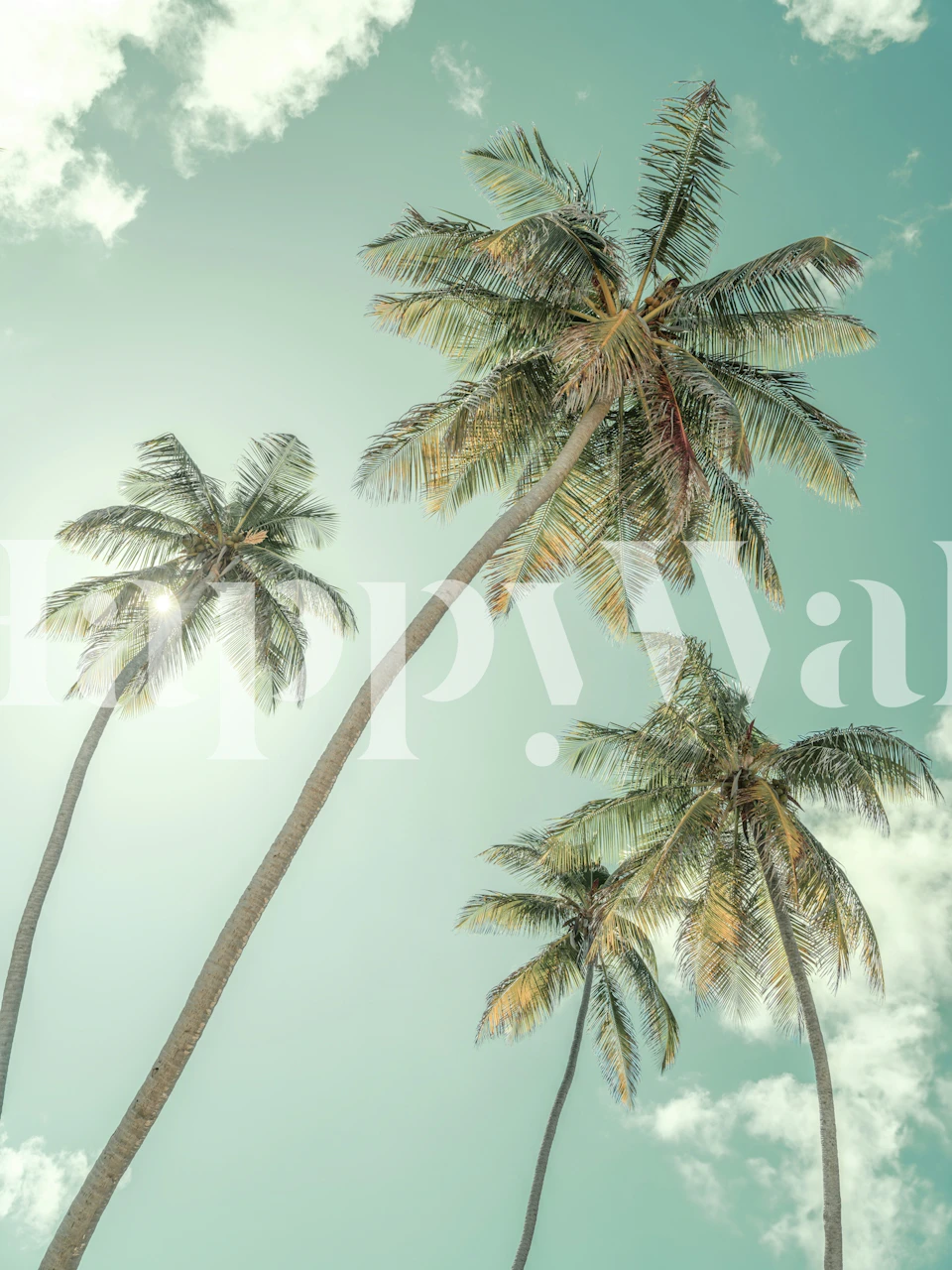 Sunny Palm Essence Tapete in einem Raum