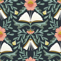 Books disguised as flowers dark wallpaper