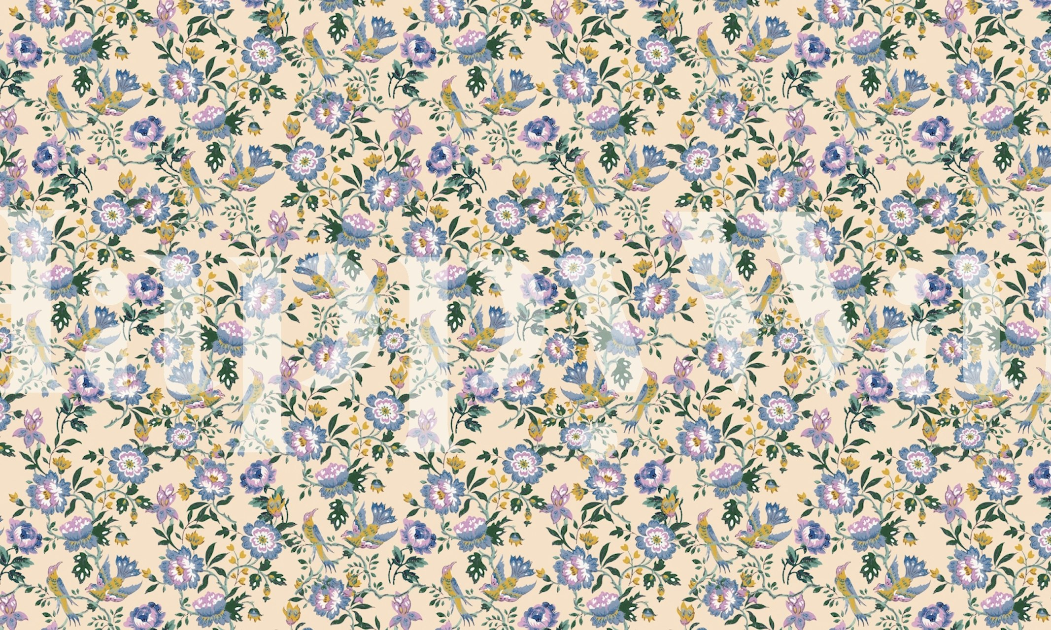 Fairytale Birds-tapetti huoneasettelussa