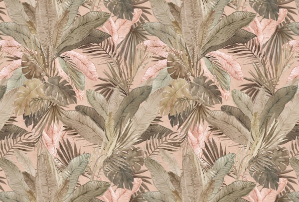 Tropical watercolour Jungle leaves - sage