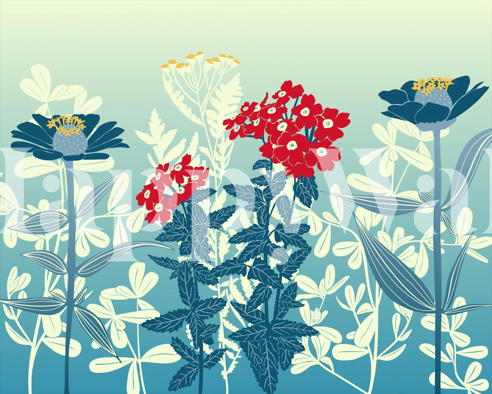 Papel de parede Whimsical Blossoms em um quarto