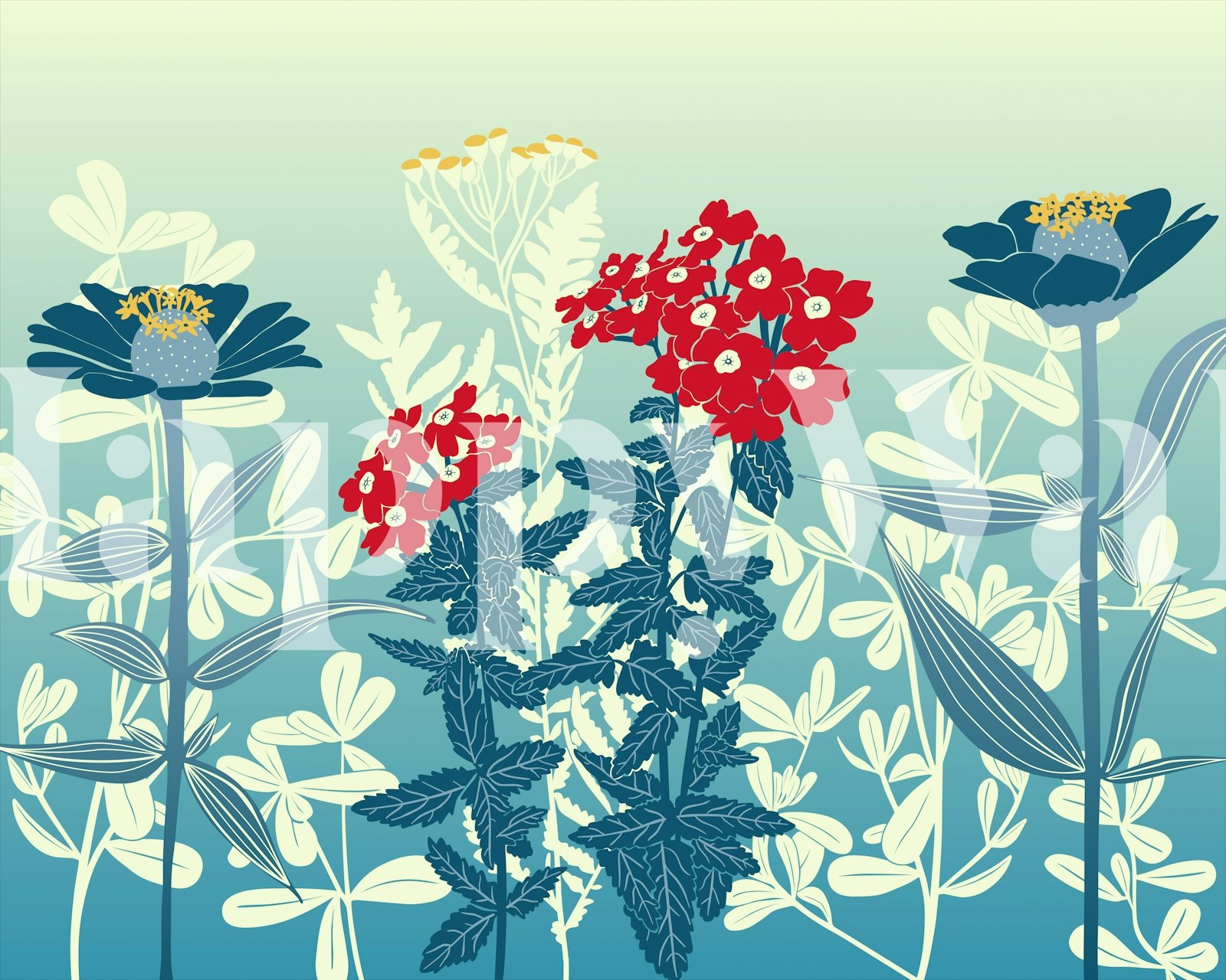 Whimsical blossoms wallpaper in a room