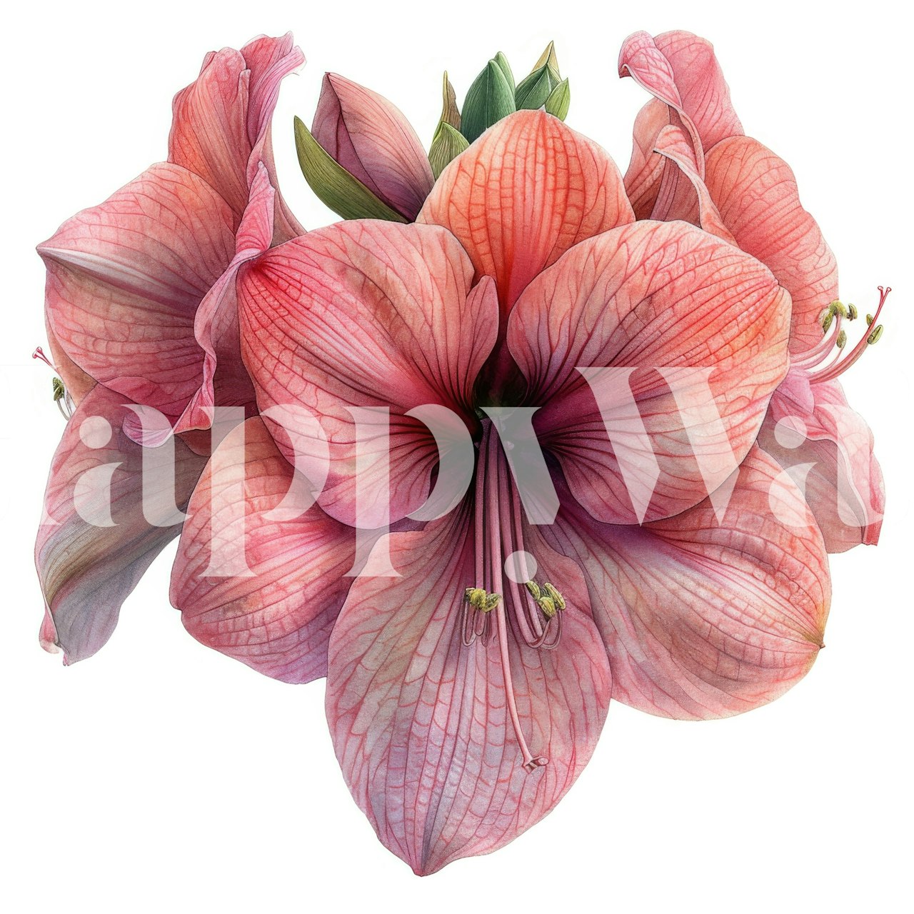 Pink amaryllis flowers on white background wallpaper