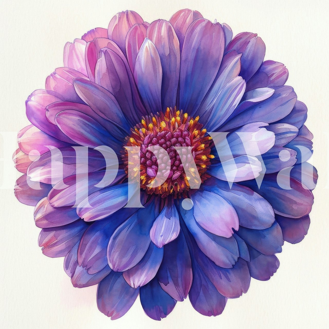 Aster Twilight floral wallpaper in a room