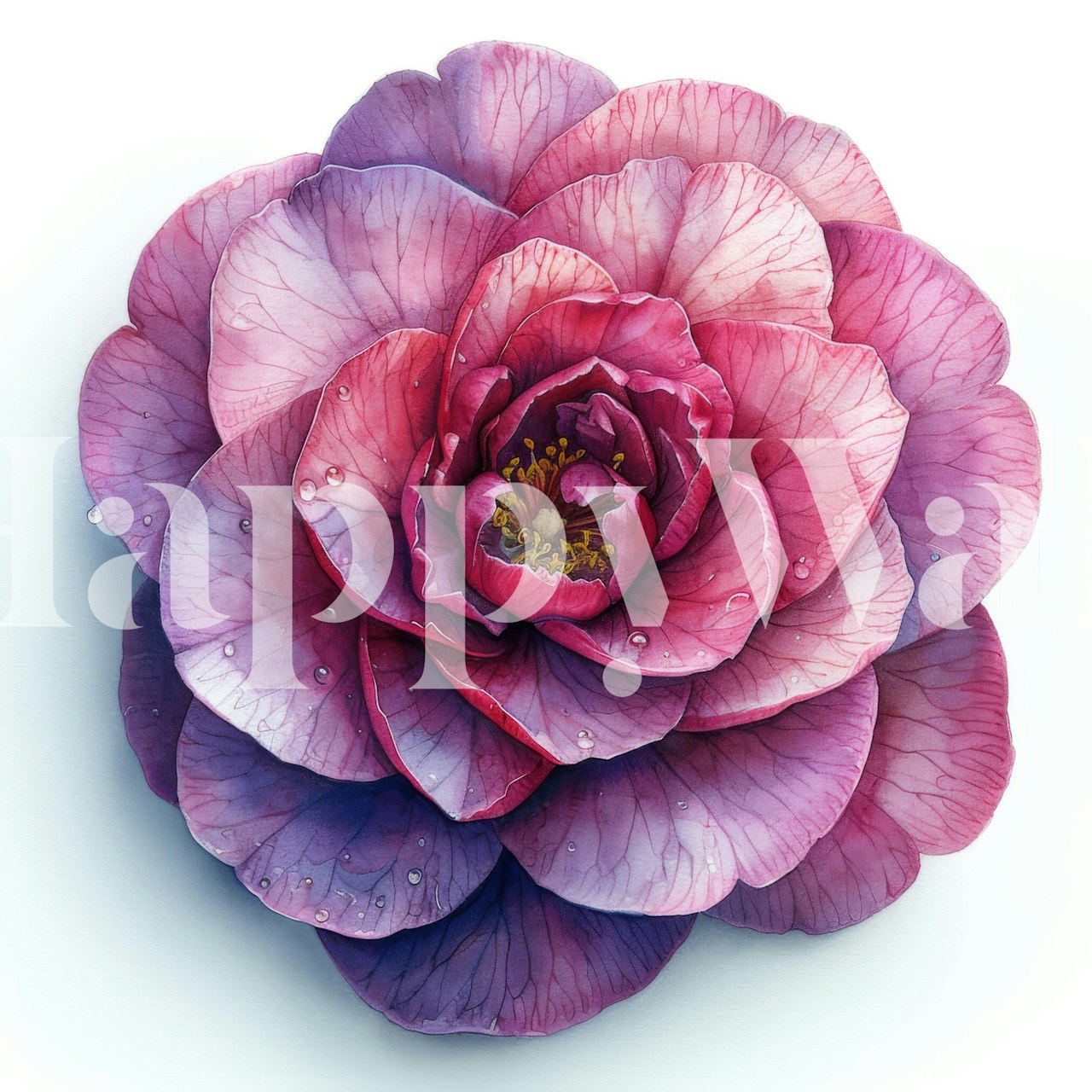 Φλοράλ ταπετσαρία Camellia Blush σε ένα δωμάτιο