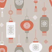 Chinese lanterns ochre wallpaper