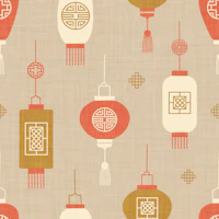 Chinese lanterns ochre wallpaper