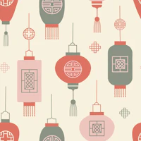 Chinese lanterns Vanilla cream wallpaper