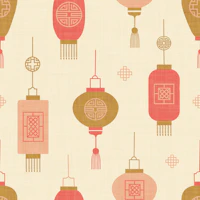 Chinese lanterns Vanilla cream wallpaper