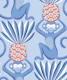 Monkeys and Pineapples - blue with orange