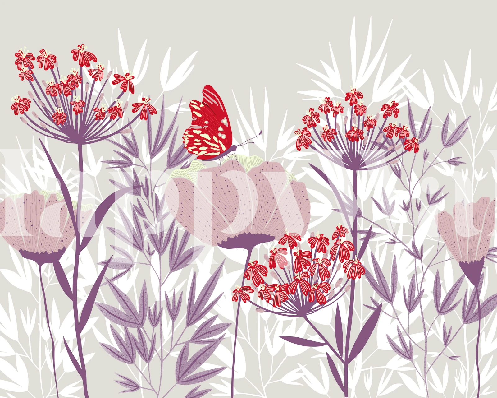 Papel de parede Butterfly in Bloom em um quarto