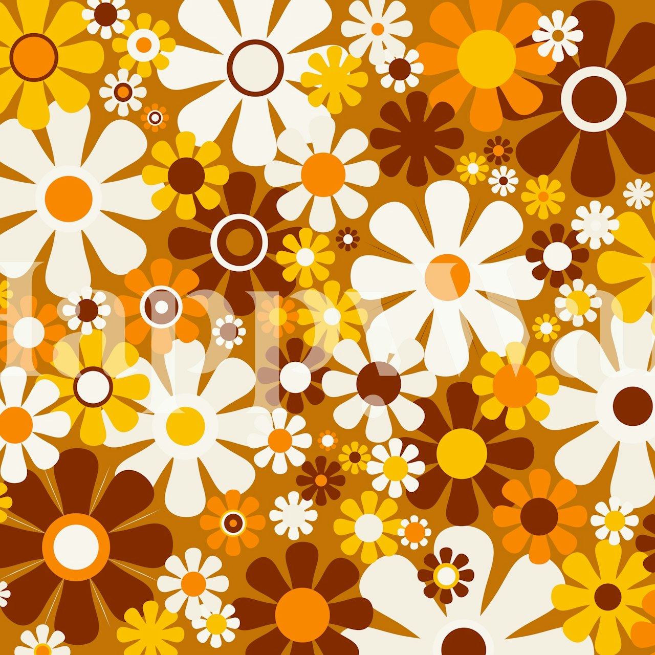 Tapeta Groovy Floral Retro Garden u sobi