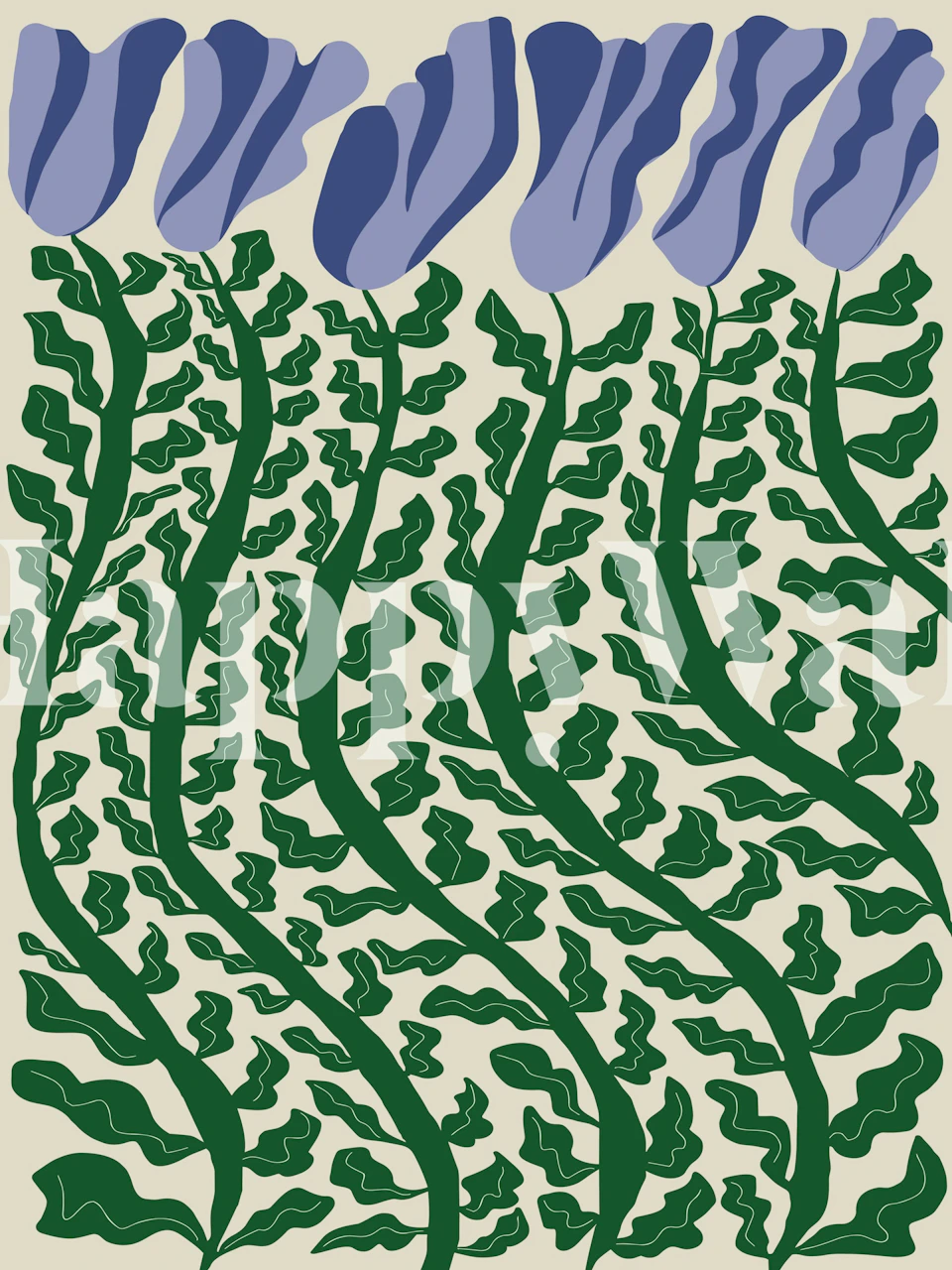 Green Leaf wallpaper design in a room