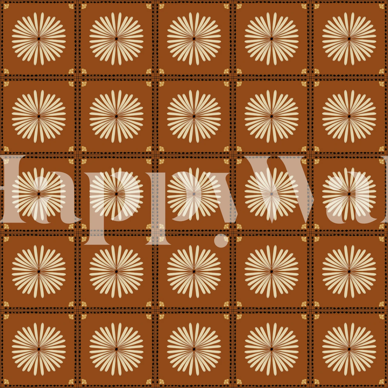 Papel de parede Spice & Swirls exibido em um quarto