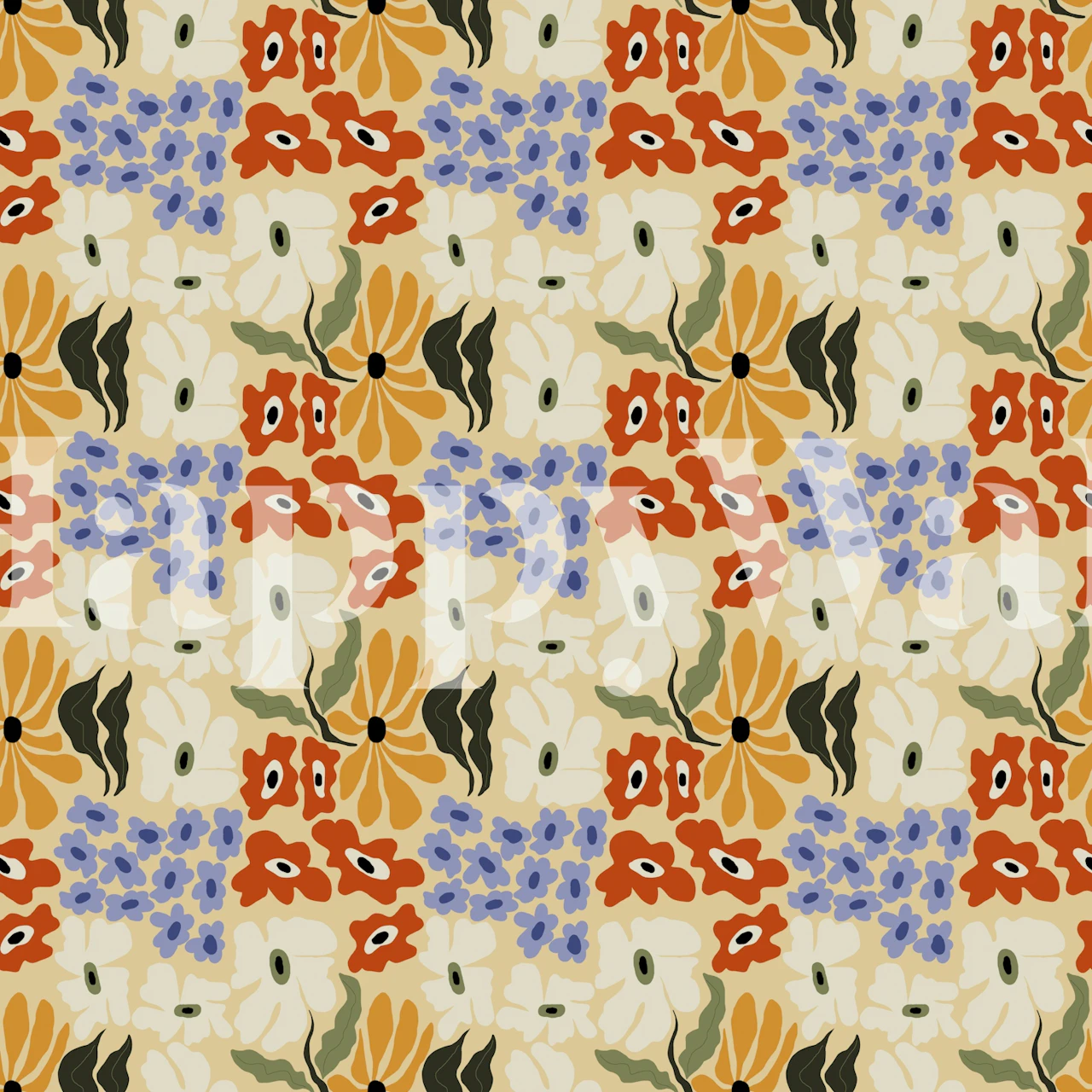 Springtime Drops floral wallpaper in a room