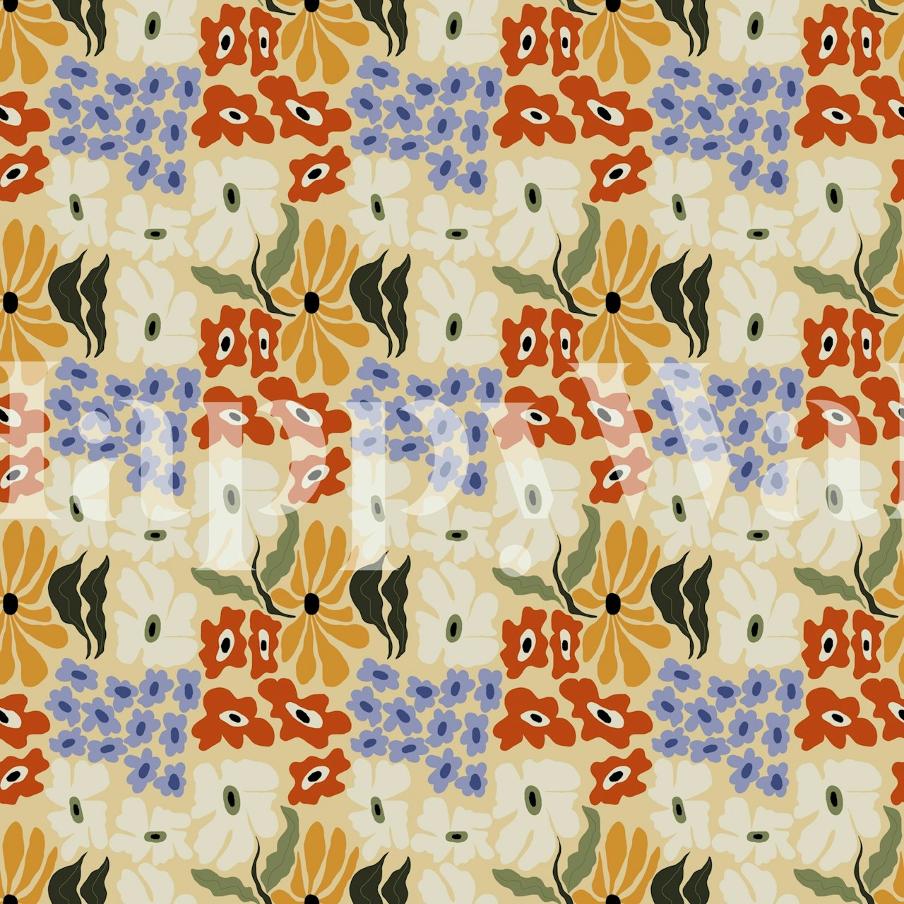 Springtime Drops floral wallpaper in a room