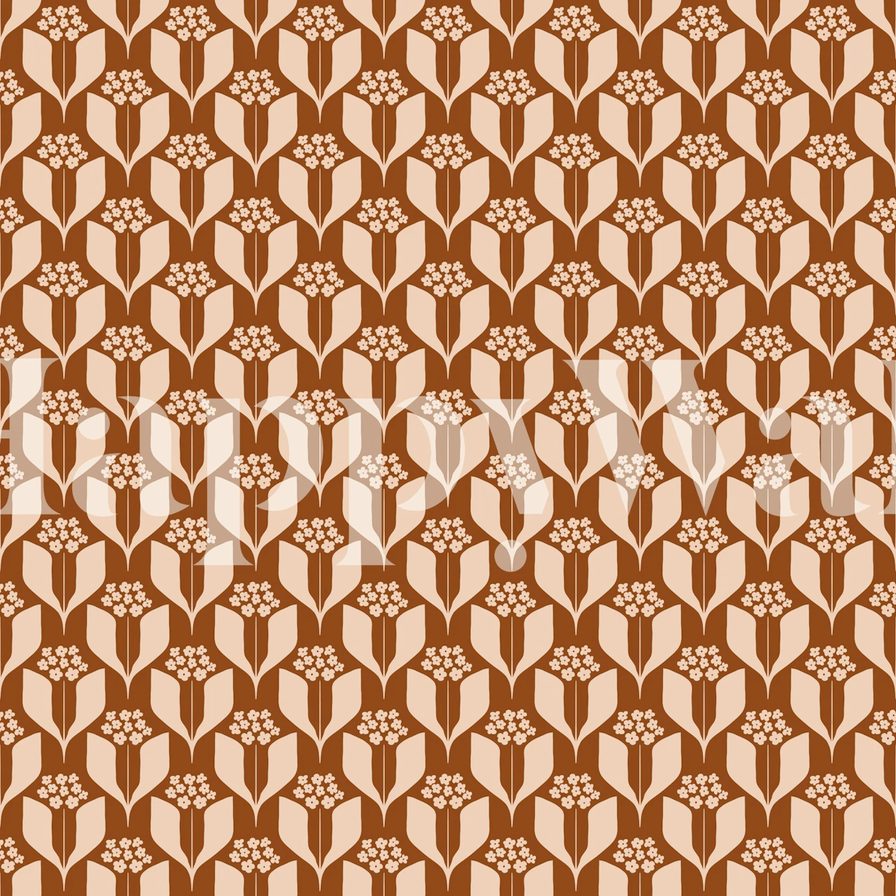 Floral pattern with light pink flowers and brown background wallpaper