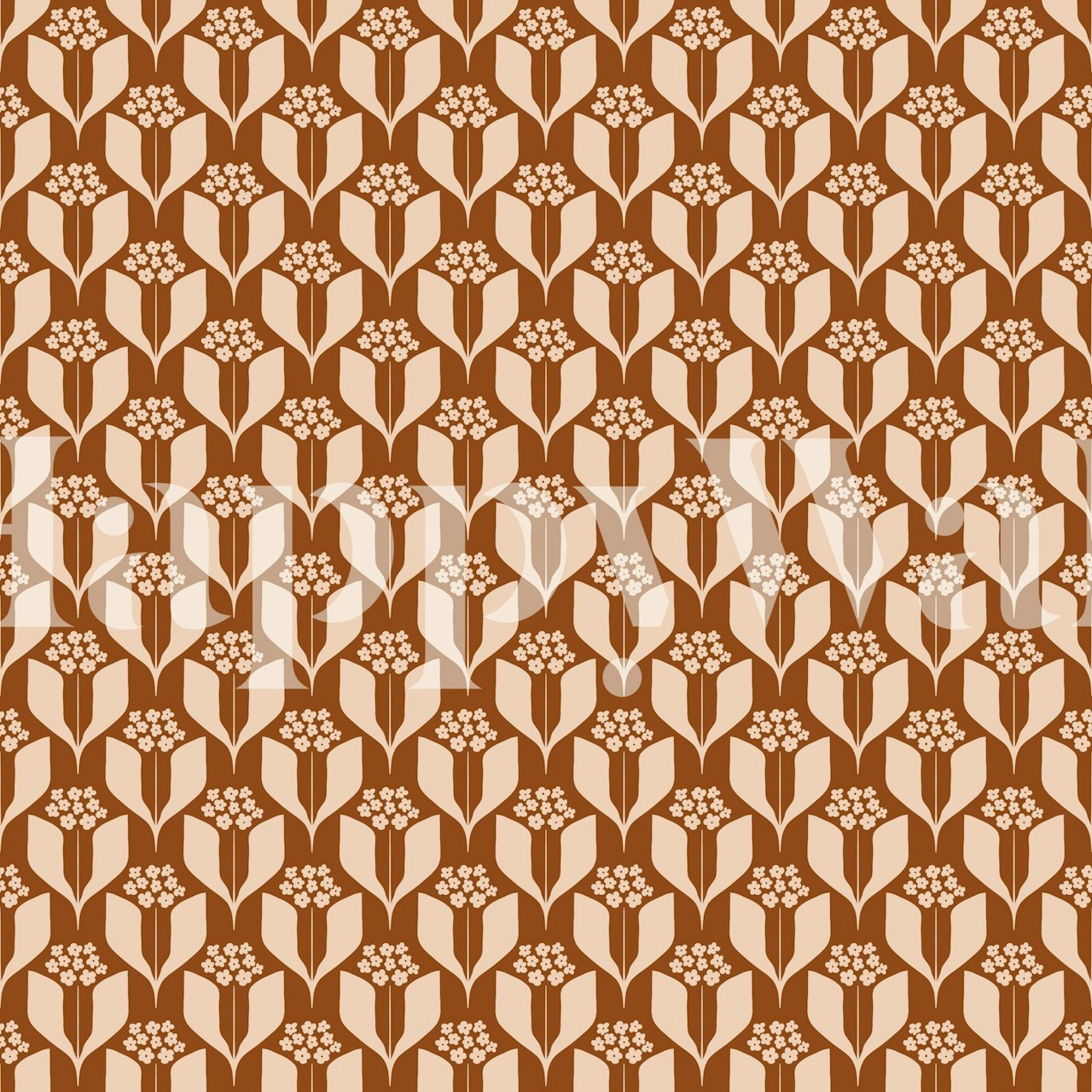 Floral pattern with light pink flowers and brown background wallpaper