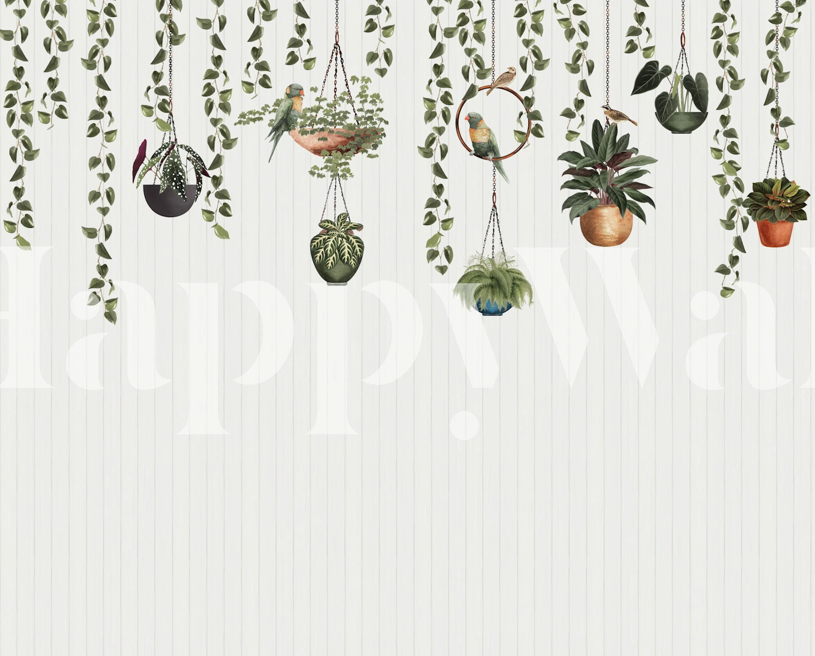 Tapet med Lorikeets og henge Plants