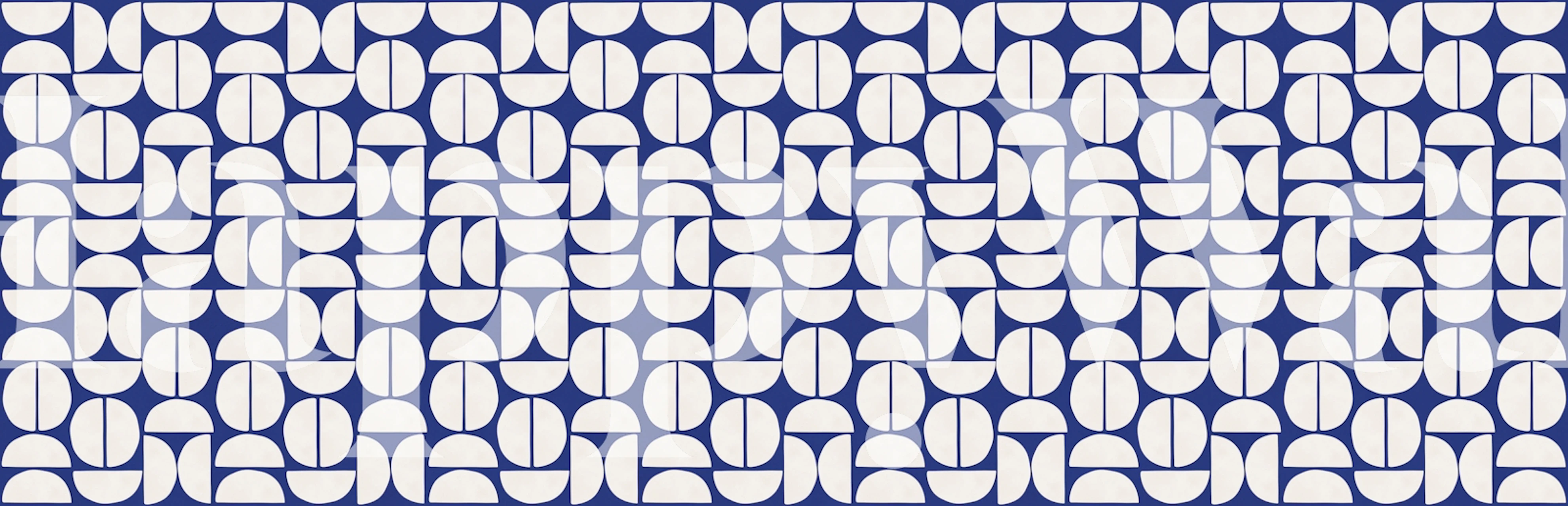 Geometric shapes in blue and white pattern wallpaper