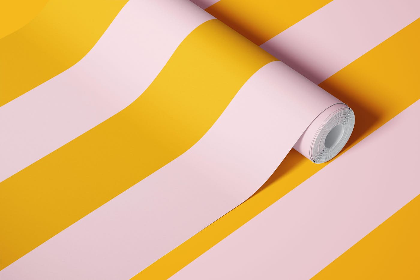 Pink and Yellow Stripes - Wide wallpaper roll