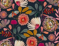 Sophisticated Botanicals painted Floral Black tapet