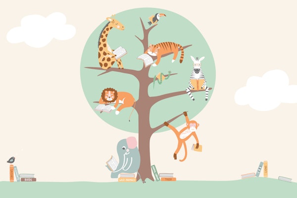 Animal library - safari animals reading