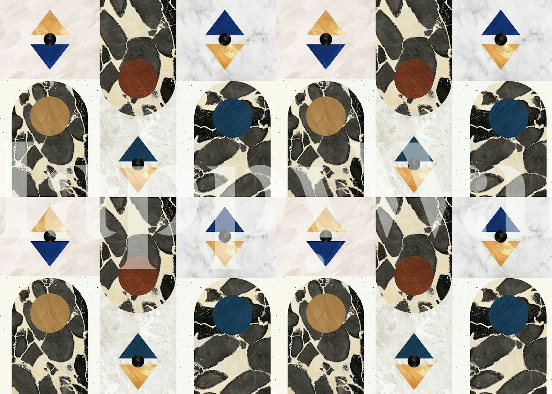 Geometric Mid Century wallpaper with earthy colors and patterns