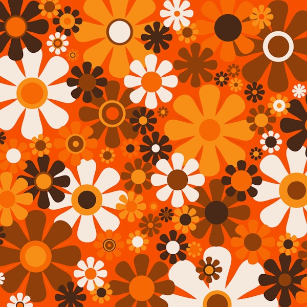 Groovy 70s Retro Garden Floral Pattern